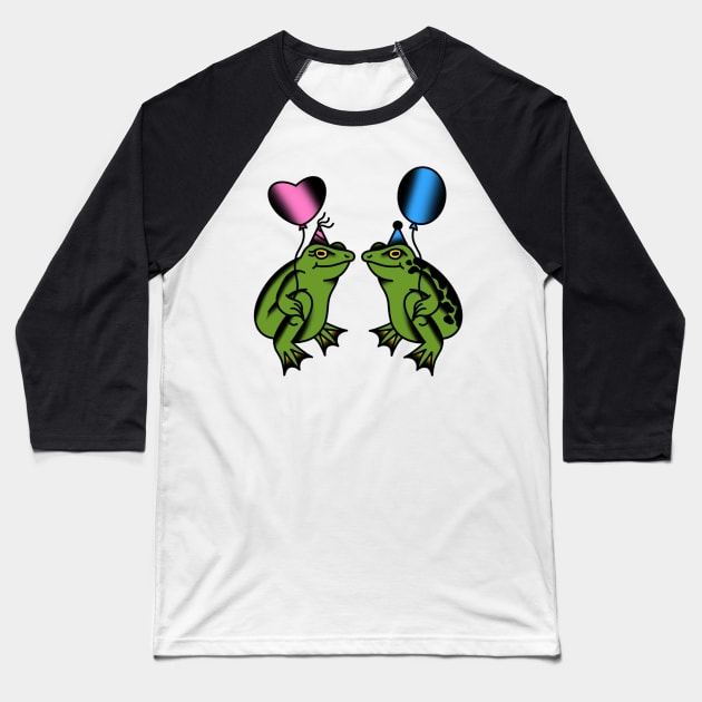 Party Frogs Baseball T-Shirt by drawingsbydarcy